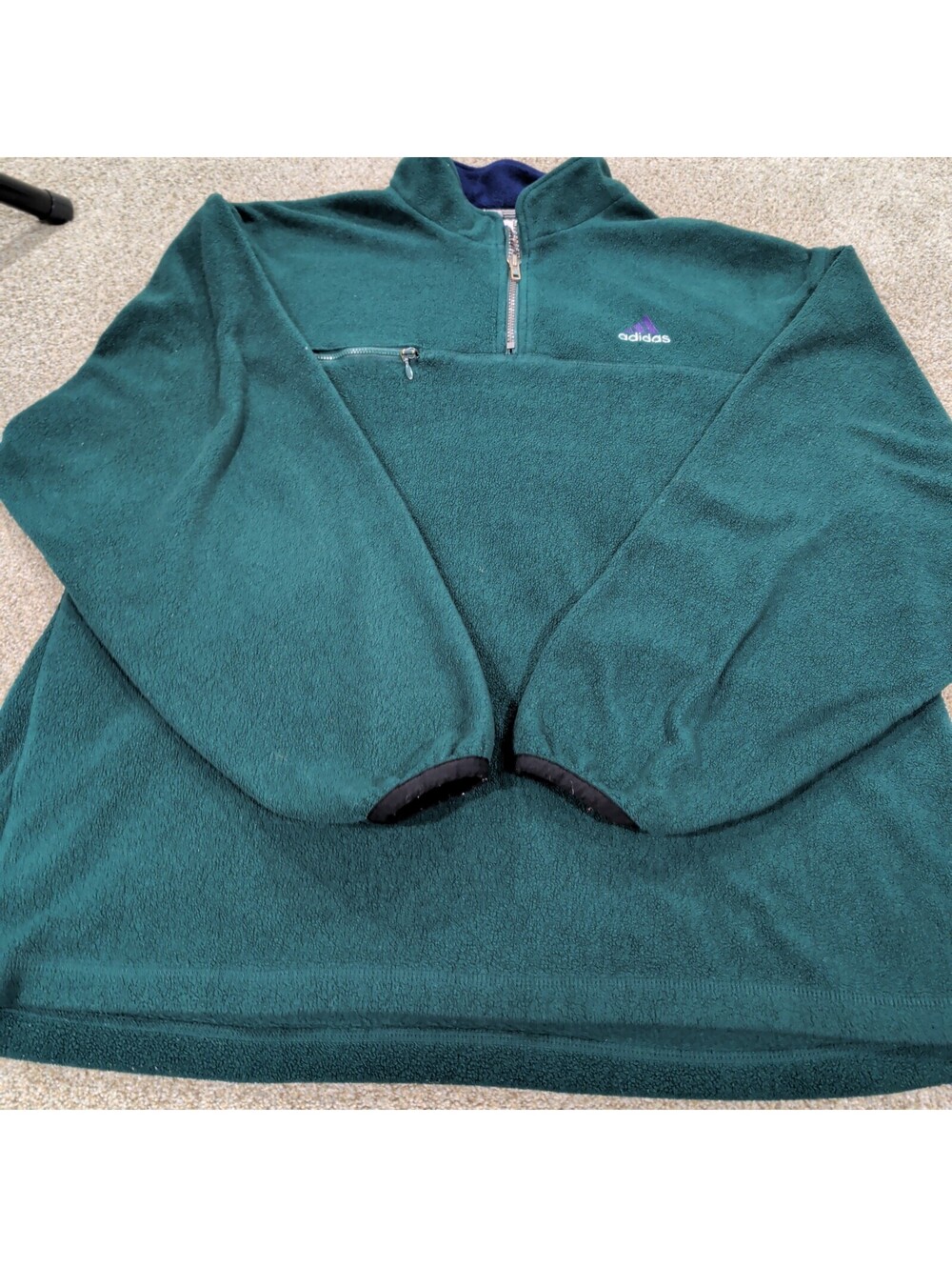 Adidas L 1Green Fleece Pullover Sweatshirt with Zip Pocket